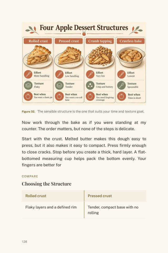 Four apple dessert structures